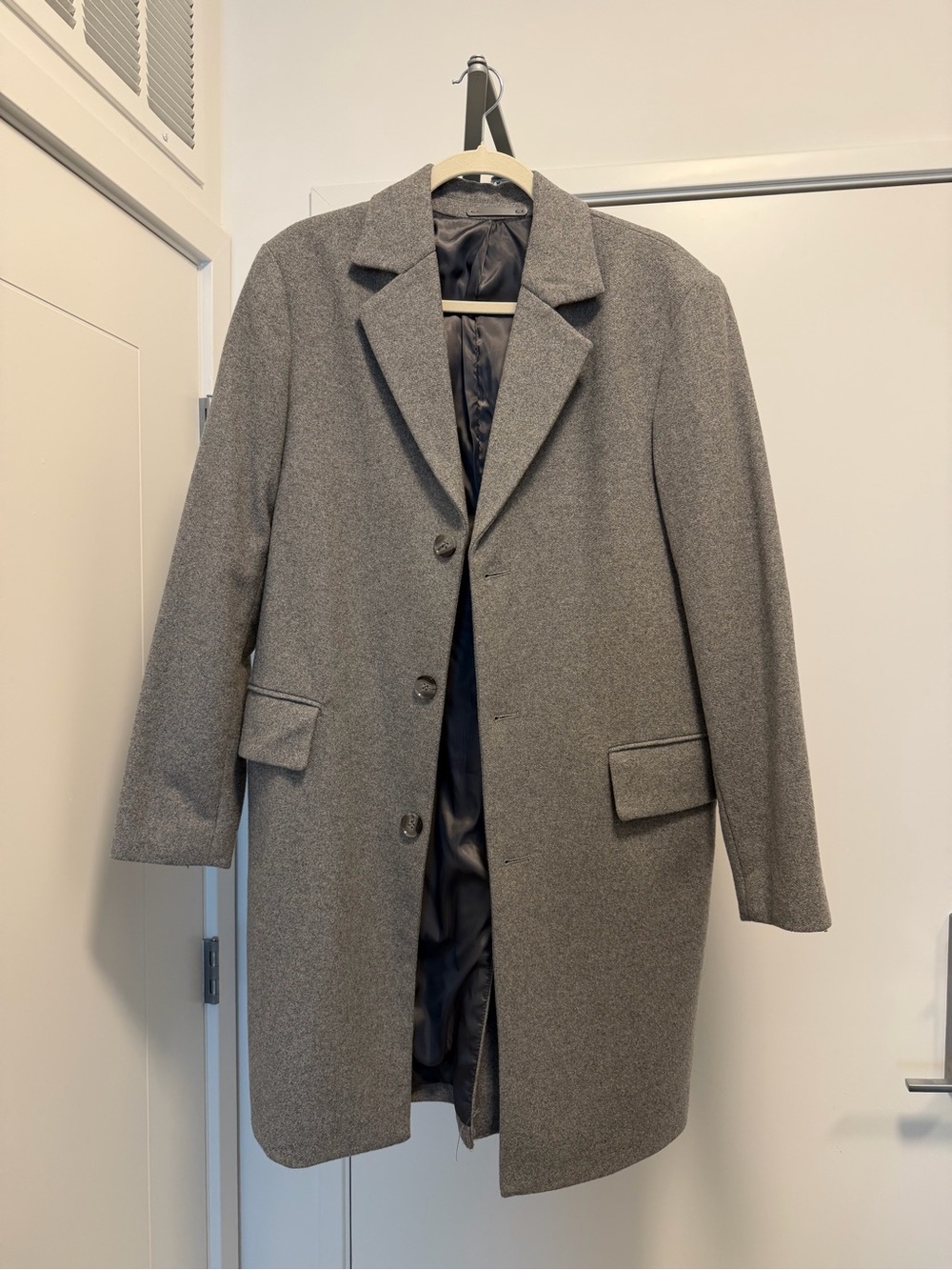 H&M Men's Gray Wool-Blend Pea Coat